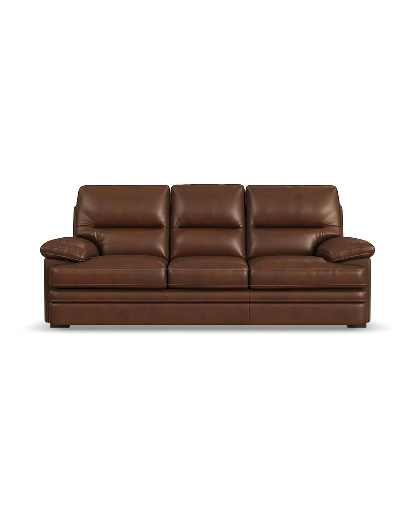 Flexsteel David 93" David Pecan Leather Sofa