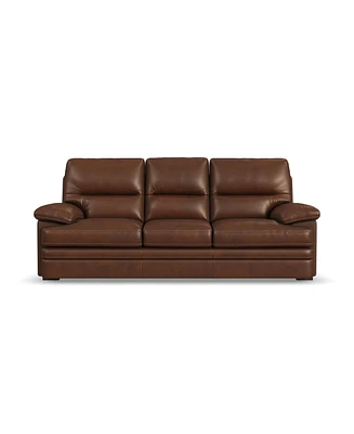 Flexsteel David 93" David Pecan Leather Sofa