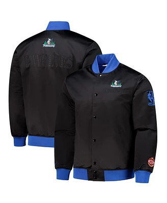 Mitchell & Ness Men's Black Minnesota Timberwolves Hardwood Classics Team Og 3.0 Lightweight Satin Full-Snap Jacket