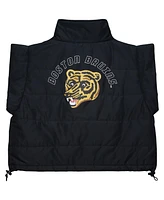 Mitchell & Ness Women's Black Boston Bruins Cropped Full-Zip Puffer Vest