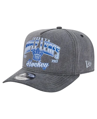 New Era Men's Charcoal Toronto Maple Leaf's Throwback Washed A-Frame Pre-Curved 9FIFTY Snapback Hat