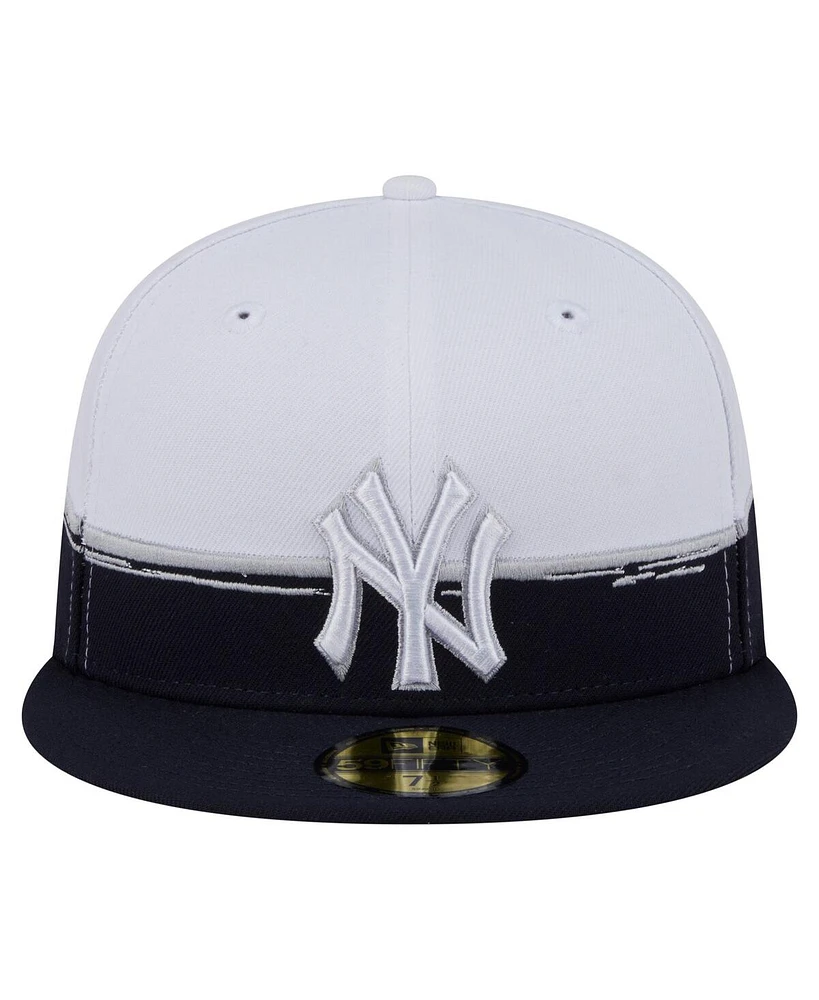 New Era Men's Navy/White York Yankees Paint Stroke 59FIFTY Fitted Hat
