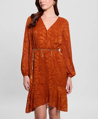 Guess Women's Deztiny Printed Chiffon A-Line Dress