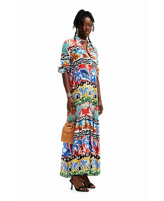 Desigual Women's Stella Jean long ethnic shirt dress