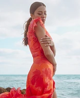 Xscape Petite Flutter-Sleeve High-Low Dress