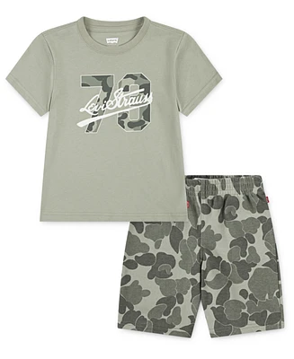 Levi's Toddler Boys 2-Piece Short Sleeve T-Shirt and Camo Shorts Set
