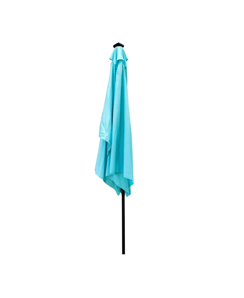 10 x 6.5t Rectangular Patio Solar Led Lighted Outdoor Umbrellas with Crank and Push Button Tilt