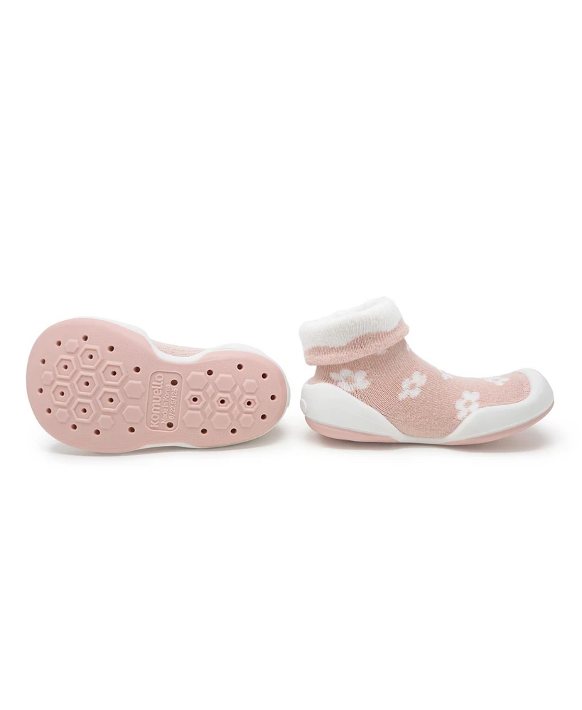 Komuello Baby Girls First Walk Sock Shoes Daisies