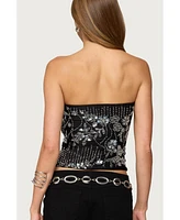 Edikted Women's Zelda Bead & Sequin Strapless Top