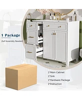 Casainc 36" Bathroom Vanity With Ceramic Sink, Double-Layer Drawers, Soft-Close Doors and Adjustable Shelves