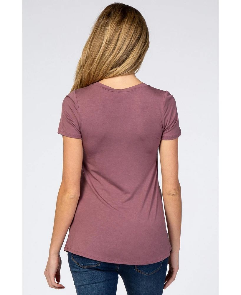 Pinkblush Mauve Layered Wrap Front Maternity Nursing Top