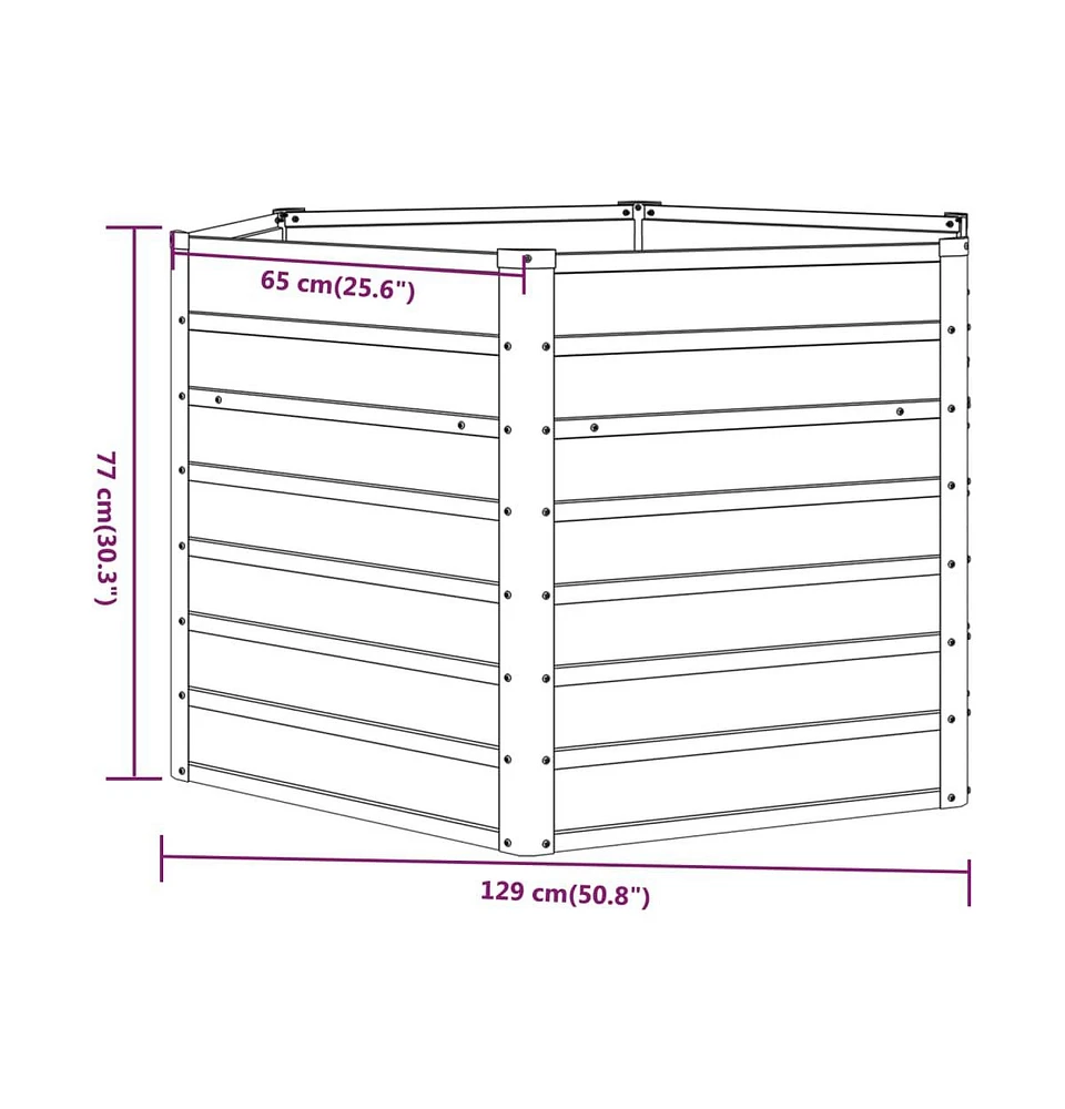 vidaXL Garden Raised Bed Rusty 50.8"x50.8"x30.3" Corten Steel