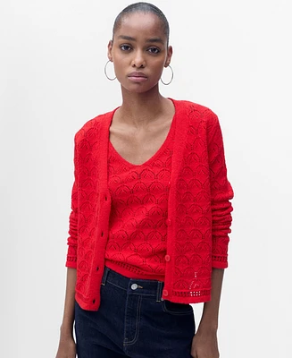 Mango Women's Openwork Detail Knit Cardigan