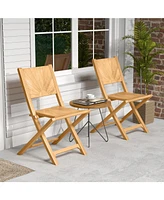 Gymax Pcs Folding Patio Chairs w/ Inclined Backrest Teak Wood Outdoor Dining Chairs