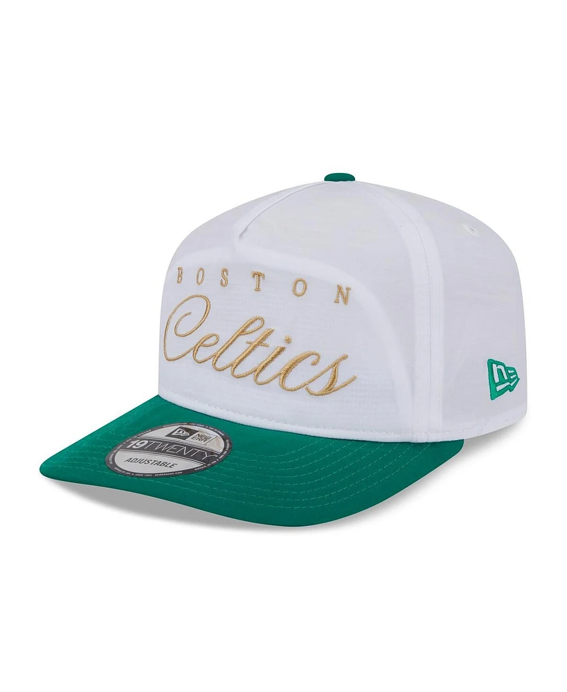 New Era Men's White/Kelly Green Boston Celtics 2025 Nba Draft On-Stage Nylon 19TWENTY Adjustable Hat