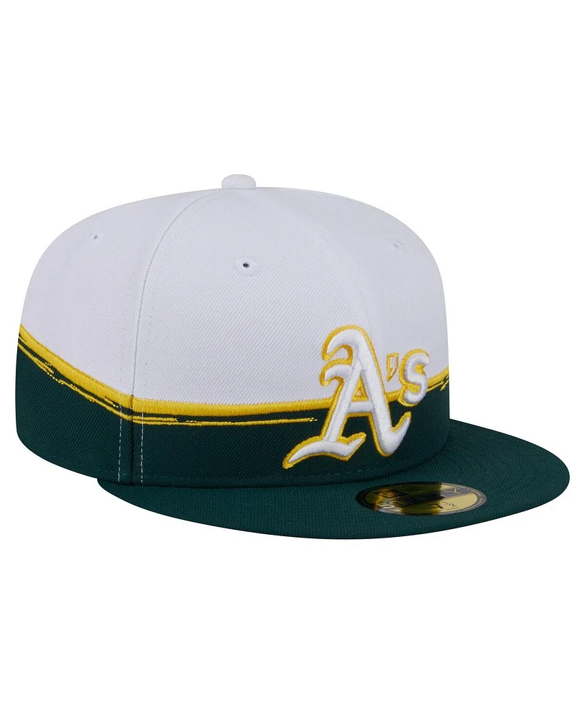 New Era Men's Green/White Athletics Paint Stroke 59FIFTY Fitted Hat