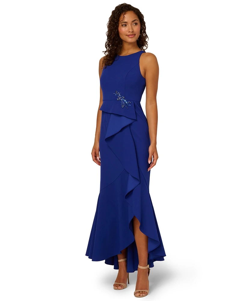 Adrianna Papell Women's Cascading-Ruffle Crepe Gown