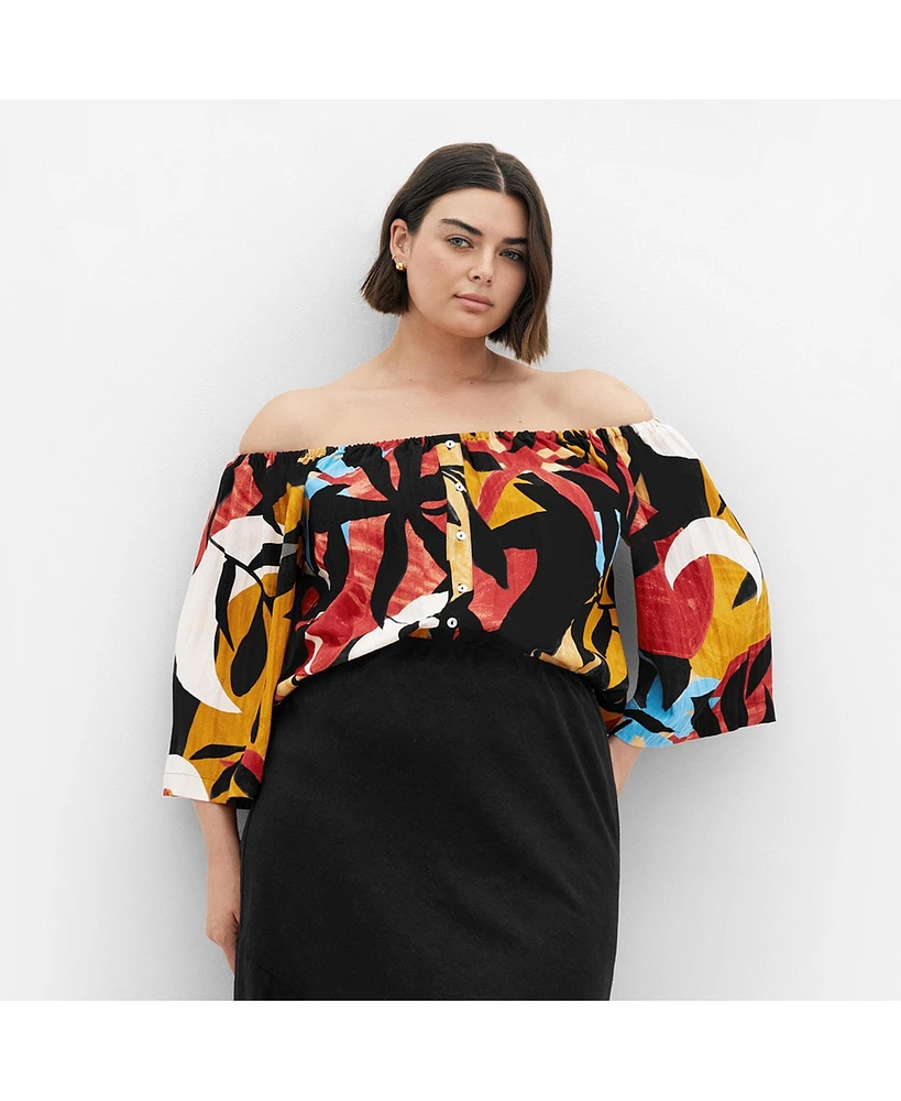 City Chic Plus Maiya Print Top
