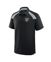 Fanatics Men's Black Las Vegas Raiders Back Around Raglan Polo Shirt