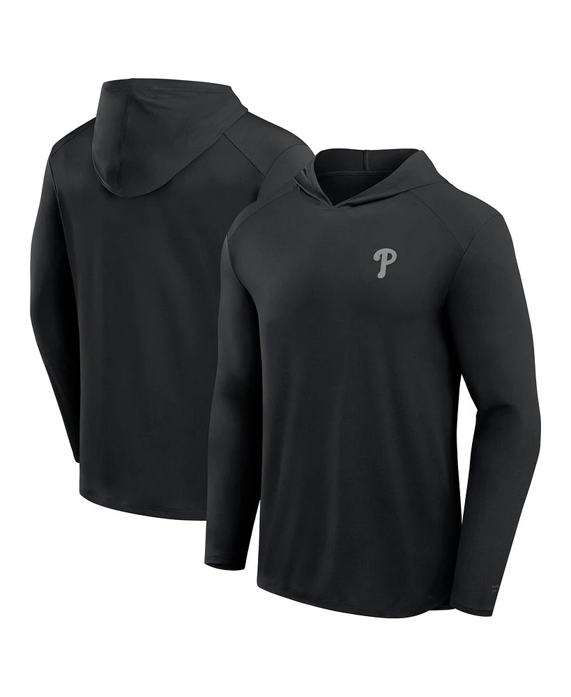 Fanatics Men's Black Philadelphia Phillies Front Office Power Mono Long Sleeve Hoodie T-Shirt