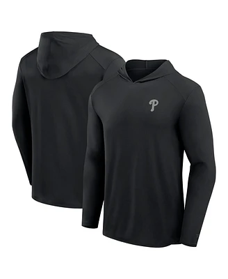 Fanatics Men's Black Philadelphia Phillies Front Office Power Mono Long Sleeve Hoodie T-Shirt