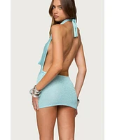Edikted Women's Cowl Neck Backless Knit Mini Dress