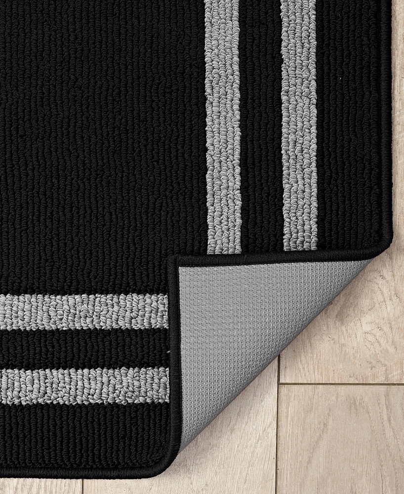 Jean Pierre Double Line Border Tufted - Machine Washable Runner Rug