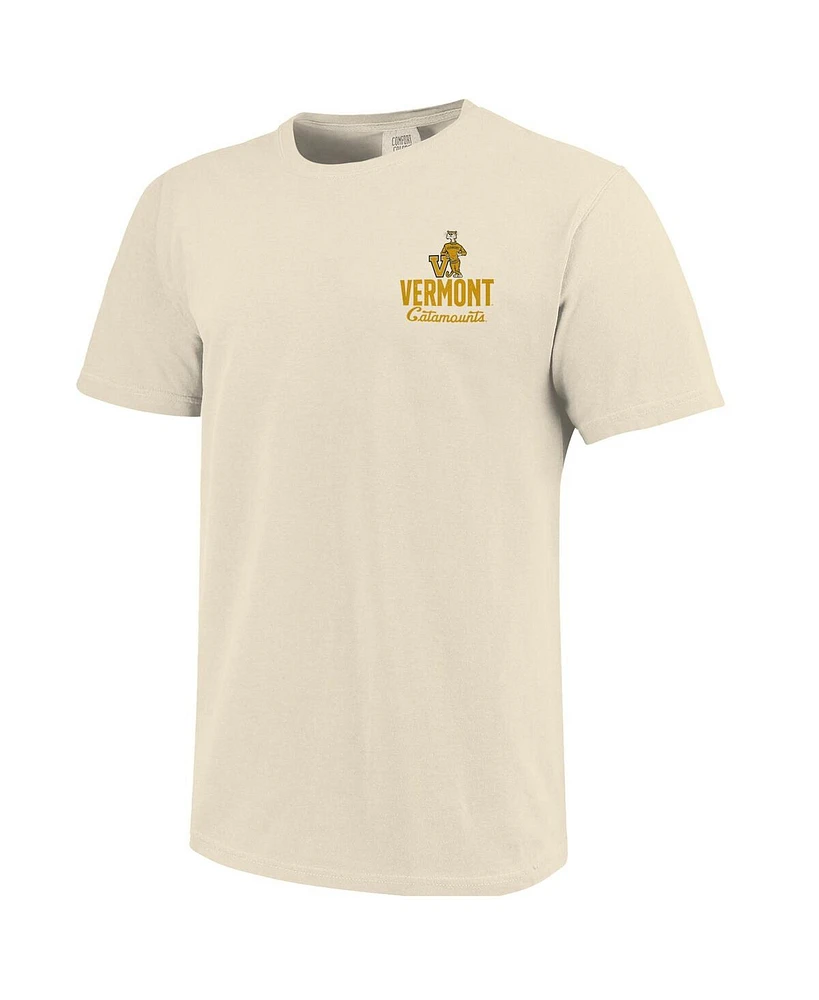 Image One Men's Cream Vermont Catamounts Comfort Colors Mascot Overlay T-Shirt