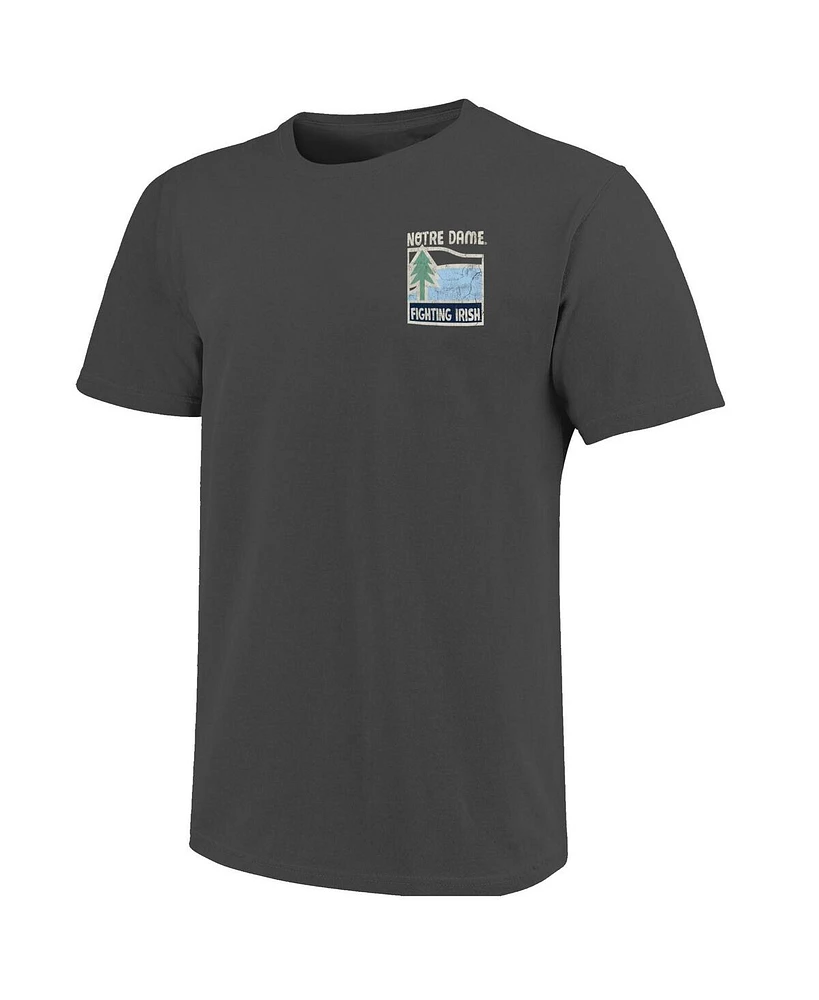 Image One Men's Graphite Notre Dame Fighting Irish Comfort Colors Minimal Vista Distressed Graphics T-Shirt