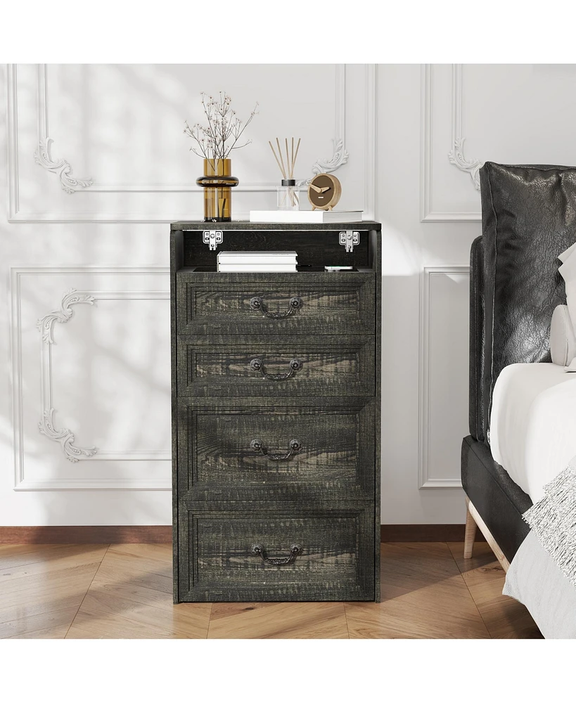 Vlsrka Flip-top vanity desk with mirror and stool.