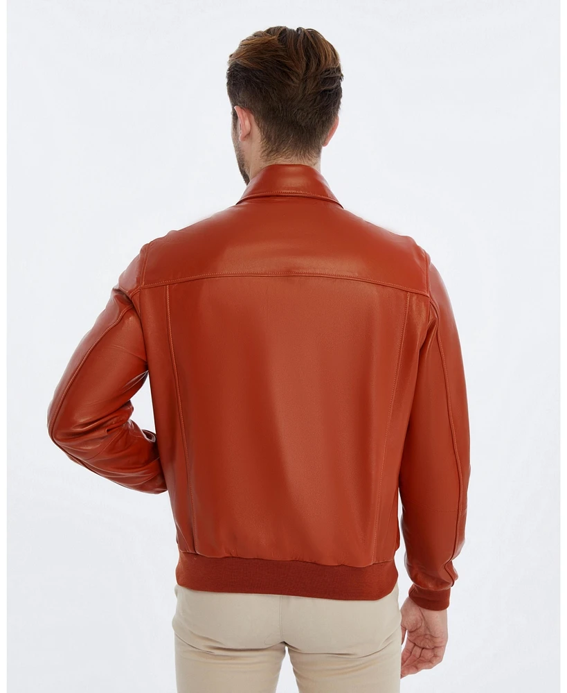 Furniq Uk Men's Leather Bomber Jacket, Created for Macy's