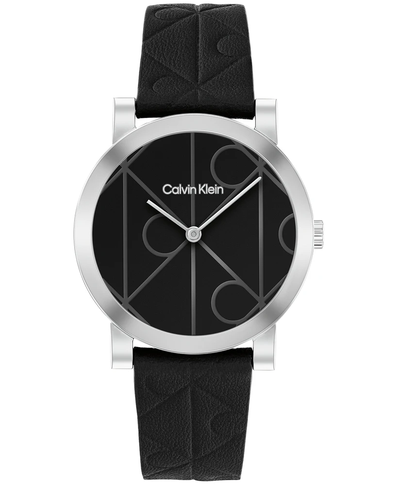 Calvin Klein Women's Ck Monogram Leather Strap Watch 32mm
