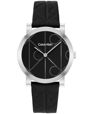 Calvin Klein Women's Ck Monogram Leather Strap Watch 32mm