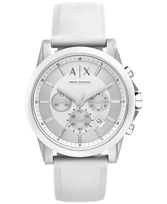 A|X Armani Exchange Unisex Chronograph White Silicone Strap Watch 44mm AX1325