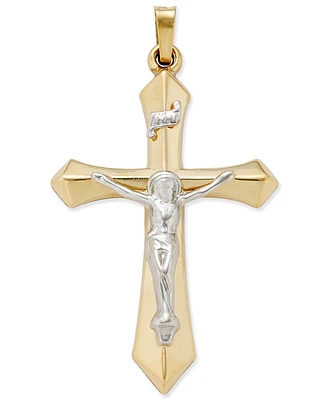 Two-Tone Crucifix Pendant in 14k Gold and White Gold