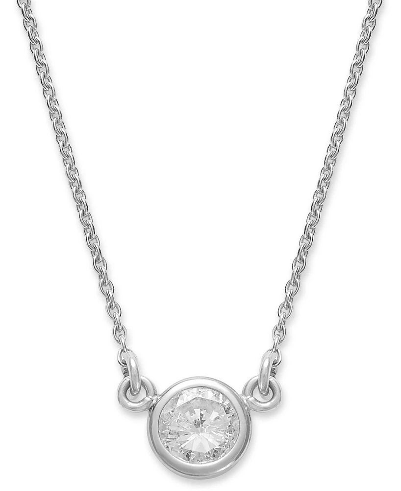 Bezel-Set Diamond Pendant Necklace (1/5 ct. t.w.) 14K Gold or White