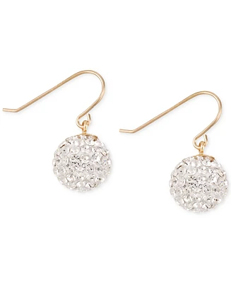 Crystal Pave Ball Drop Earrings in 10k Gold
