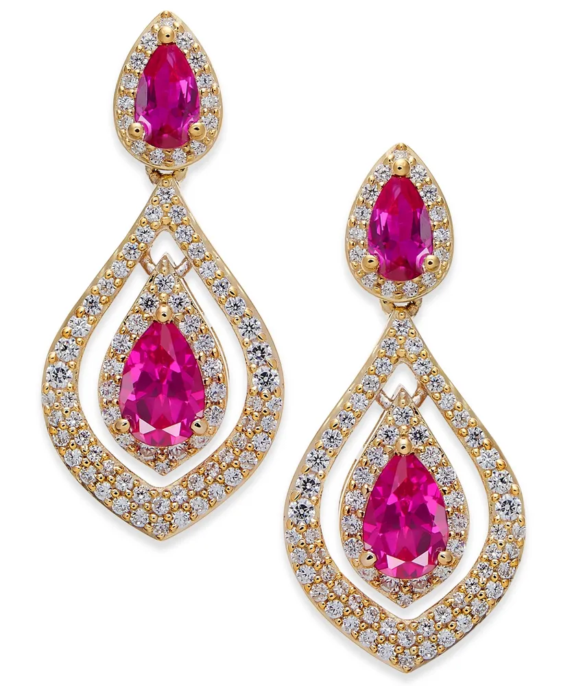 Ruby (1-1/2 ct. t.w.) & Diamond (3/4 Drop Earrings 14k Gold (Also available Emerald)