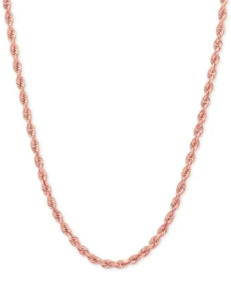 Lightweight 14k Rose Gold Diamond-Cut Rope Chain 20" Necklace (2-1/2mm)