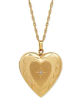 Diamond Accent Heart Locket 18" Pendant Necklace in 10k Gold