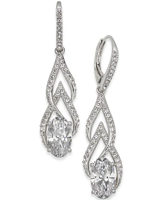 Eliot Danori Silver-Tone Crystal & Pave Drop Earrings, Created for Macy's