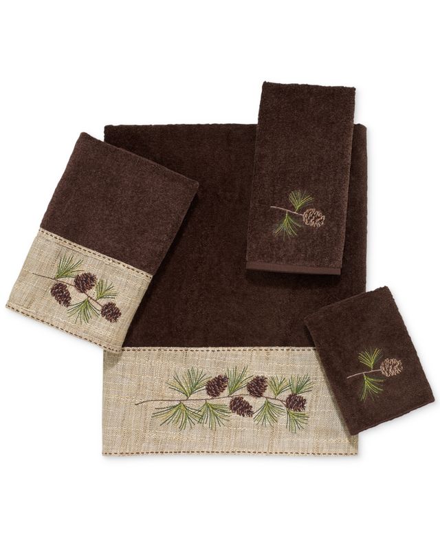 Avanti Pine Branch Embroidered Cotton Bath Towel, 27" x 50"