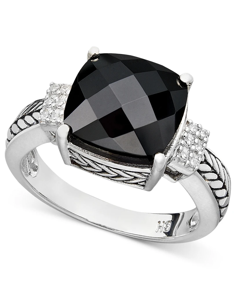 Effy Onyx (10 x 10mm) and Diamond Accent in Sterling Silver