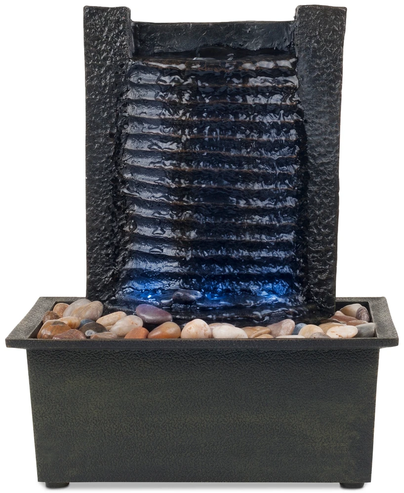 Pure Garden Waterfall Tabletop Fountain with Led Lights