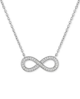 Arabella Cubic Zirconia Infinity 18" Pendant Necklace in Sterling Silver