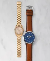 Fossil Men's The Minimalist Brown Leather Strap Watch 44mm