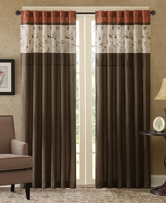 Serene Embroidered Room Darkening Curtain Panel for bedroom, Rob Pocket/Back Tab fit up to 1.25 inches rod Single Curtain Panel for Living Room, Width