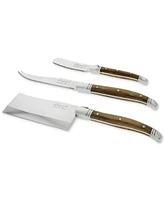 French Home Laguiole Connoisseur Olive Wood Cheese Knife Set, 3 Piece.