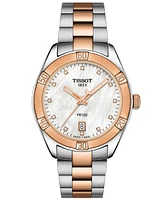 Tissot Women's Swiss Pr 100 Sport Chic T-Classic Diamond-Accent Two-Tone Stainless Steel Bracelet Watch 36mm