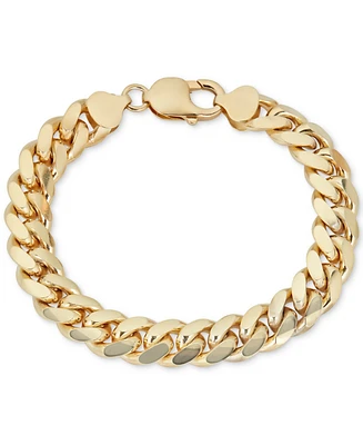 Men's Solid Cuban Link Bracelet in 14k Gold-Plated Sterling Silver